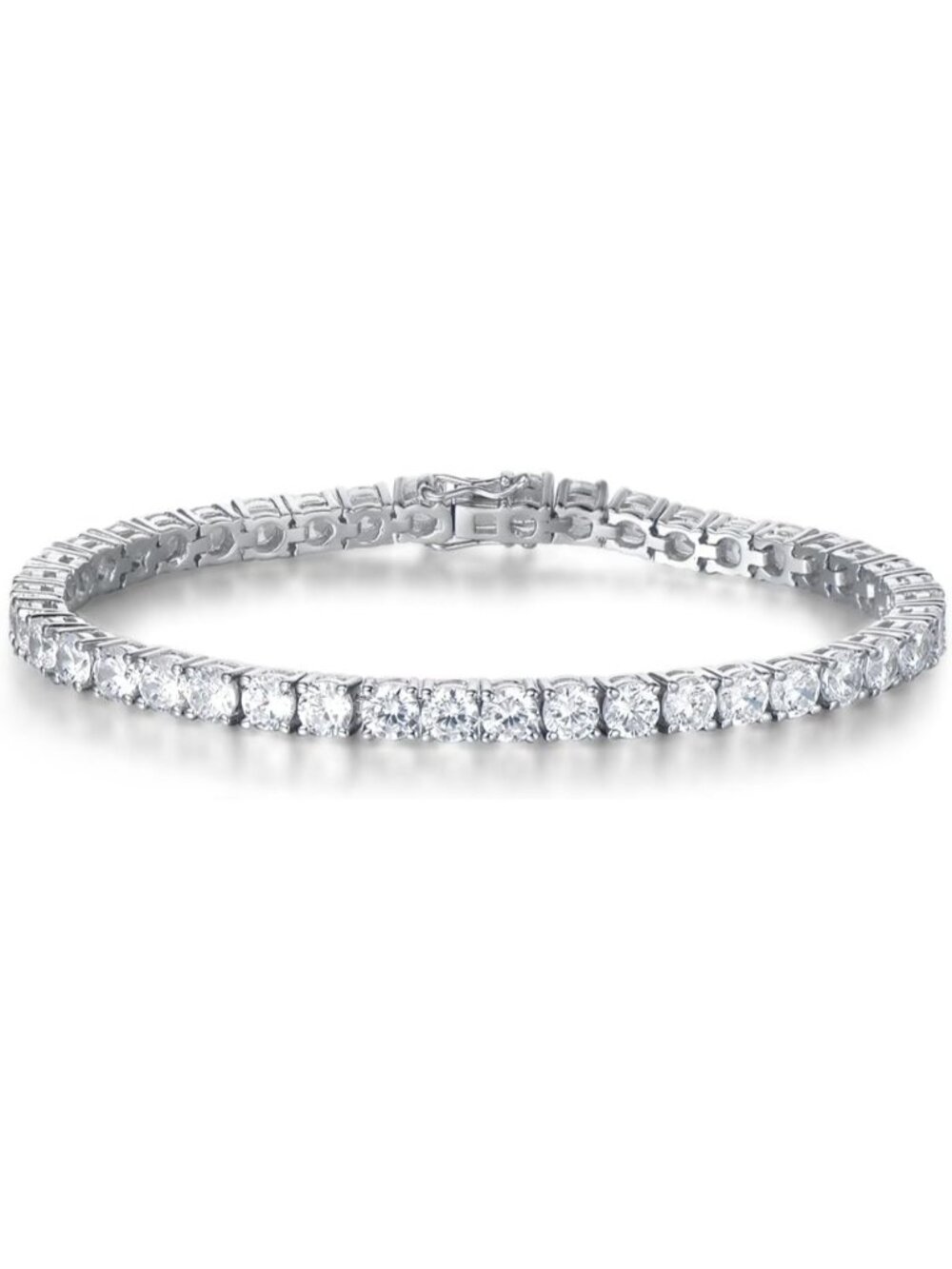 Women's 7.2 Inch 4mm Cubic Zirconia Sterling Silver Birthstone Gemstone Bracelet